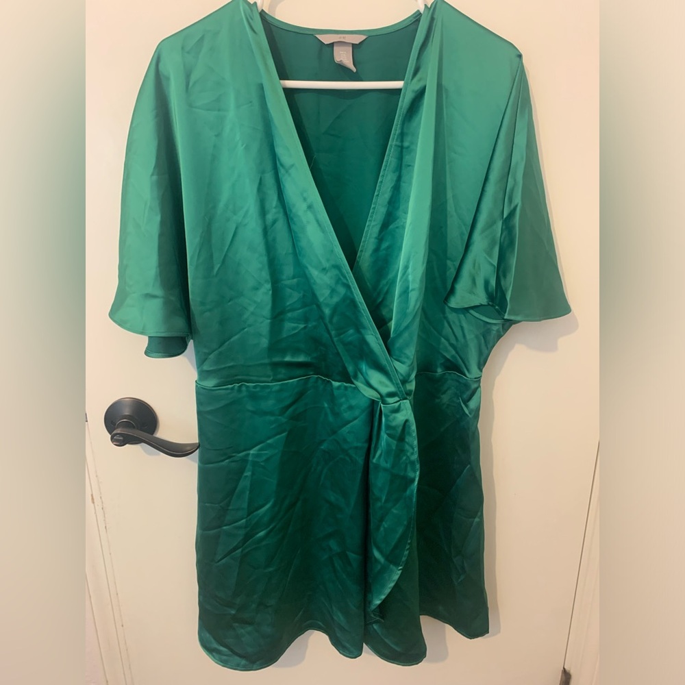 H&M Green Satin Dress Size XL